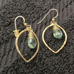 Sterling Silver And Aqua Blue Quartz Crystal Wirewrapped Earrings Wedding Beach